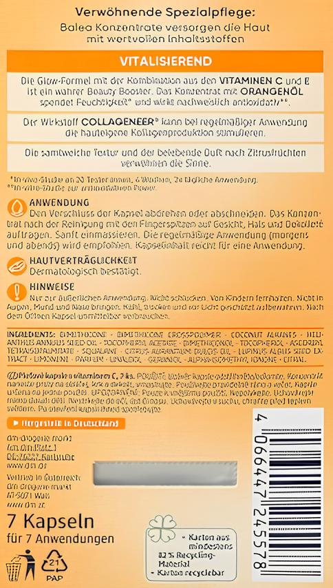 Packaging concentré vitamine C ampoules